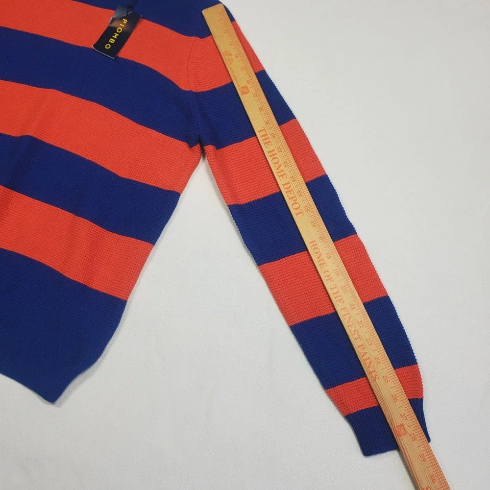 PIOMBO 100% Cotton Striped Sweater Mens Large Blue Orange Gators Collegiate Knit